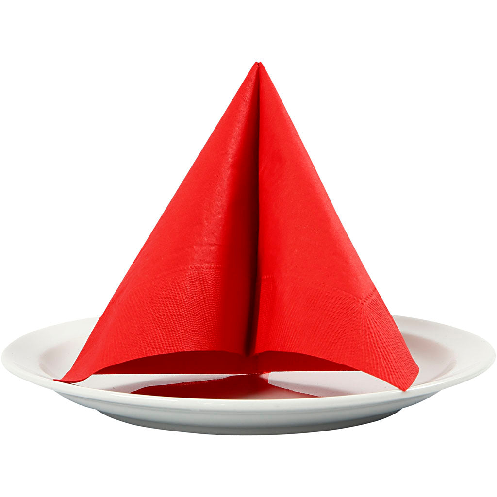 Serviettes Creativ company, dim. 33x33 cm, rouge, 20 pièces, 1 boîte