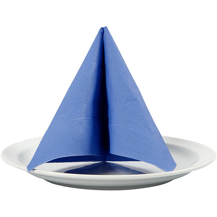 Serviettes Creativ company, dos blanc, dim. 33x33 cm, bleu clair, 20 pièces 1 boîte