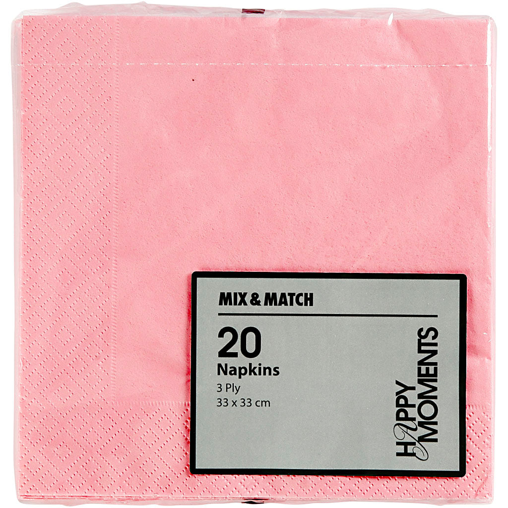 Serviettes Creativ company, taille 33x33 cm, rouge clair, 20 pièces 1 boîte