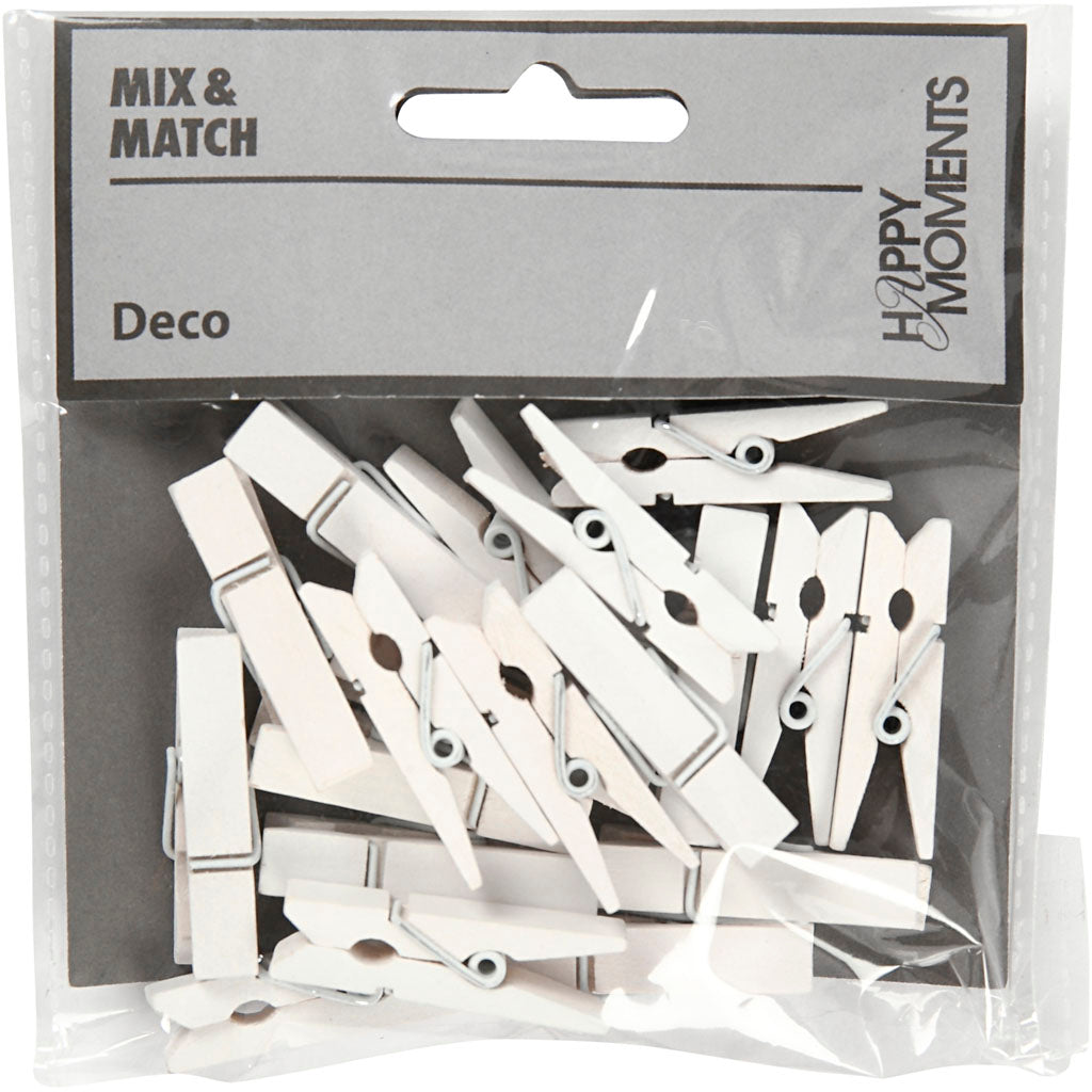 Creativ company mini pince à linge, dim. 35x7 mm, épaisseur 9 mm, blanche, 20 pièces 1 boîte