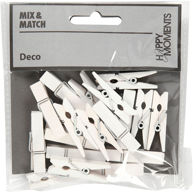Creativ company mini pince à linge, dim. 35x7 mm, épaisseur 9 mm, blanche, 20 pièces 1 boîte