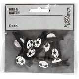 Cheville Creativ Company avec ballon de football, taille 14x25 mm, épaisseur 12 mm, noir, 10 pièces 1 boîte - afbeelding 2