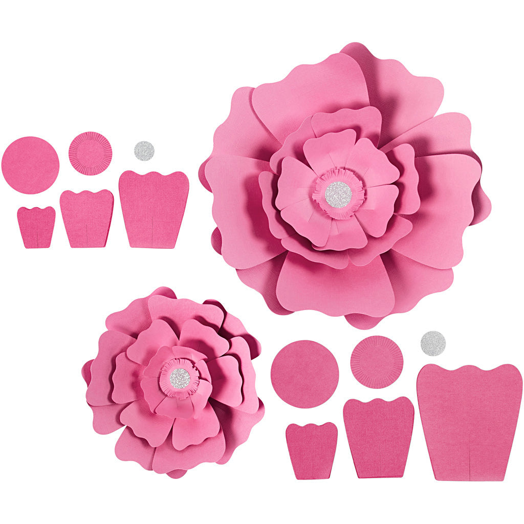 Creativ company fleurs en papier, d 15+25 cm, 230 g, rouge clair, 2 pièces 1 boîte