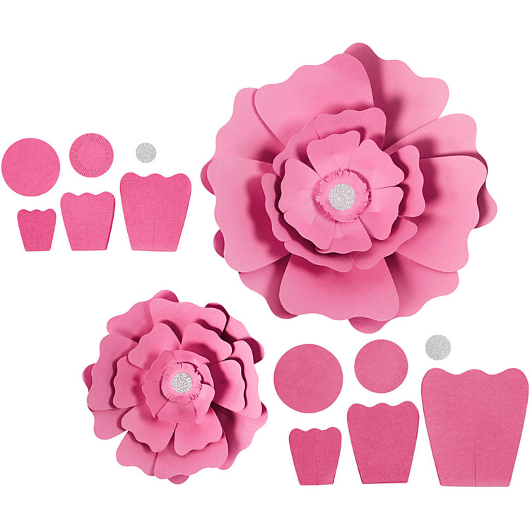 Creativ company fleurs en papier, d 15+25 cm, 230 g, rouge clair, 2 pièces 1 boîte