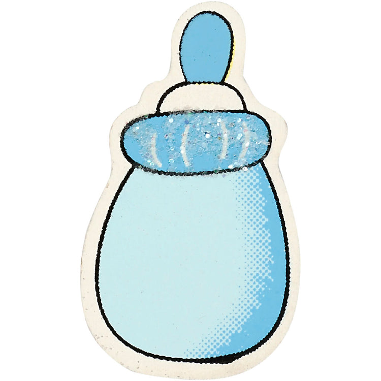 Biberon Creativ company, taille 22x37 mm, épaisseur 1,7 mm, paillettes, bleu clair, 10 pièces 1 boîte