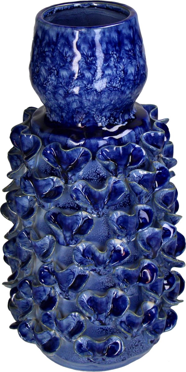 Vase collection Hd faïence bleu 17x17x32,5cm