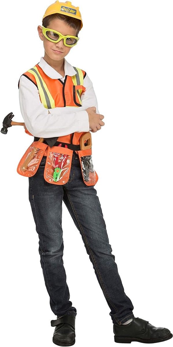 Ensemble de déguisement d'ouvrier Mom Funcompany orange pour enfant - 3-5 ans
