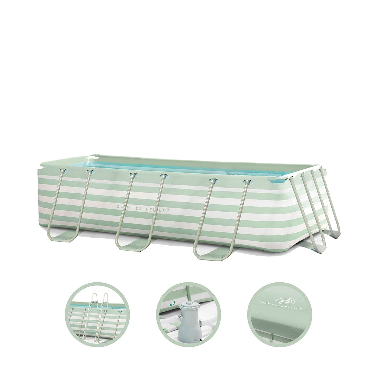 Essence | Piscine de design blanc vert 400x200x100 cm incl. Accessoires
