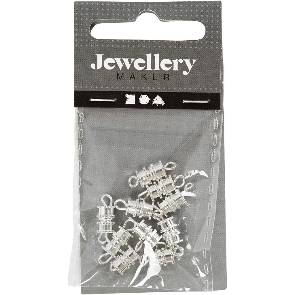 Fermoir torsadé Creativ company, l: 16 mm, plaqué argent, 10 pièces 1 boîte