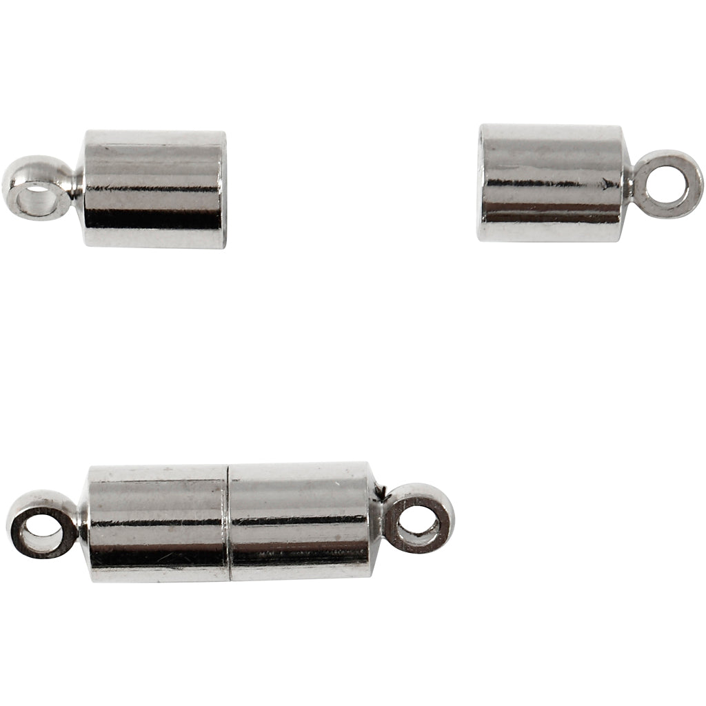 Fermoir magnétique Creativ company avec yeux, l : 15 mm, d 5 mm, plaqué argent, 10 pièces 1 boîte