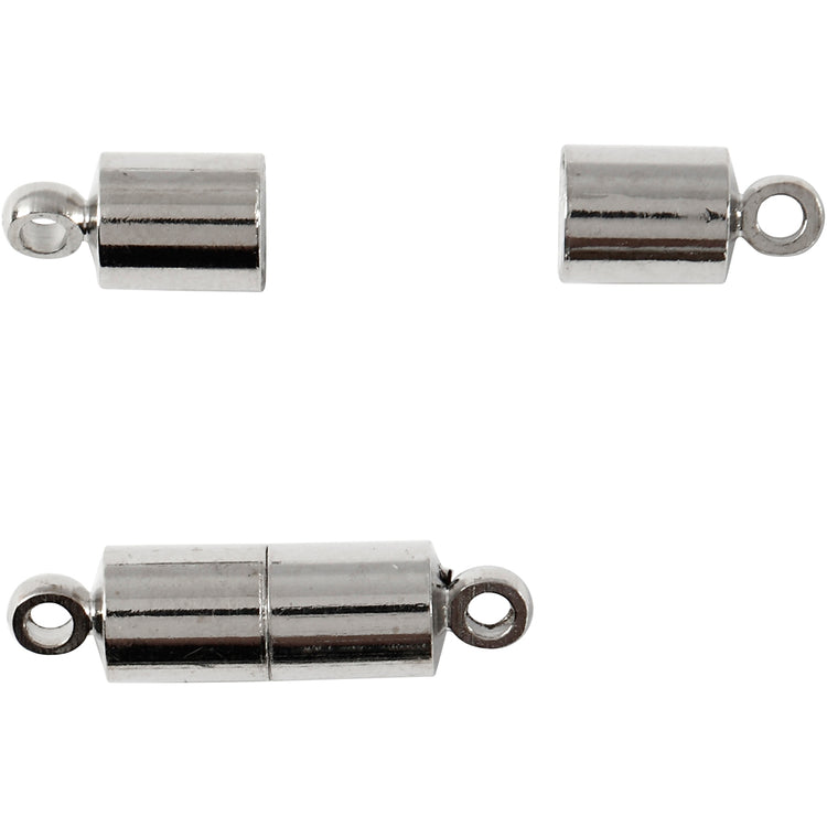 Fermoir magnétique Creativ company avec yeux, l : 15 mm, d 5 mm, plaqué argent, 10 pièces 1 boîte