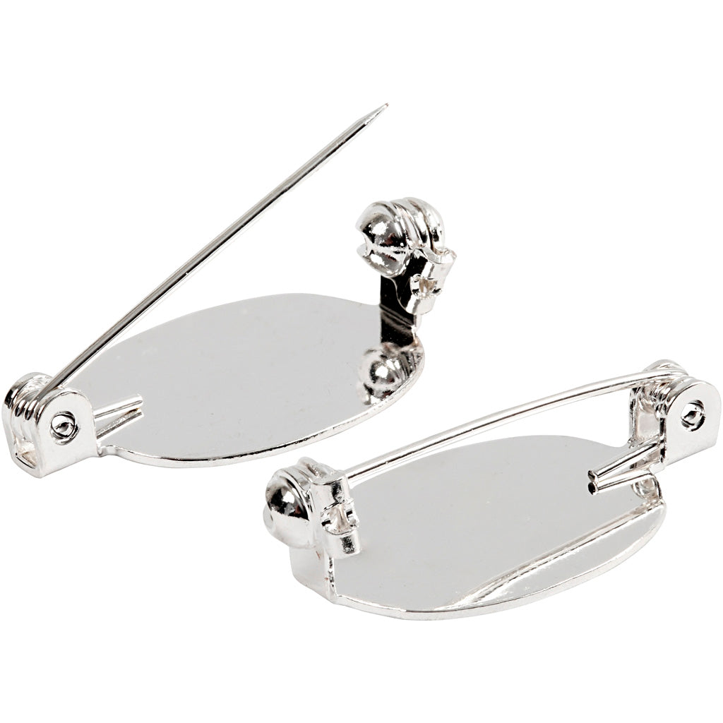 Broche broche Creativ company, taille 20x15 mm, plaqué argent, 100 pièces 1 boîte
