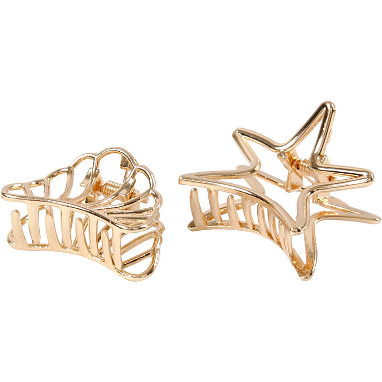 Pinces à cheveux Creativ company, l: 44 mm, l: 36 mm, plaqué or, 2 pièces 1 boîte