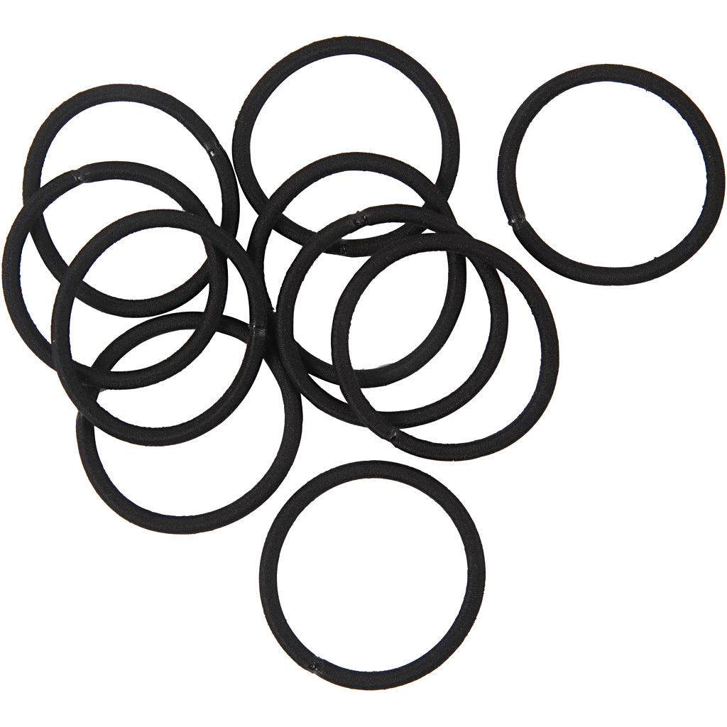 Creativ company élastique à cheveux, d 45 mm, noir, 10 pièces 1 boîte