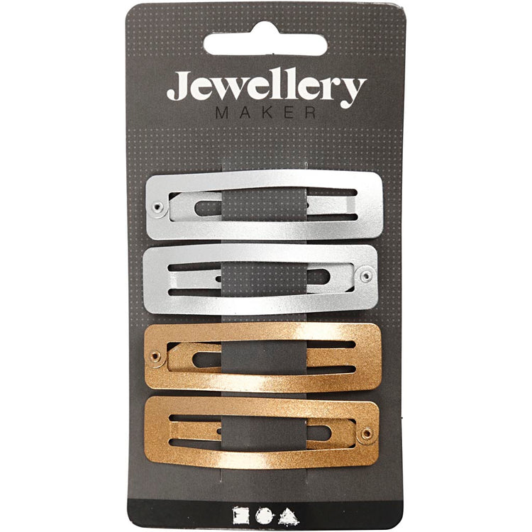 Épingle à cheveux Creativ company, L: 58 mm, l: 16 mm, or, argent, 4 pièces 1 boîte
