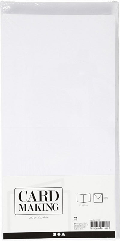 Cartes et enveloppes d'entreprise Creativ, format carte 15x15 cm, format enveloppe 16x16 cm, 120+240 gr, blanc, 50 set 1 boîte