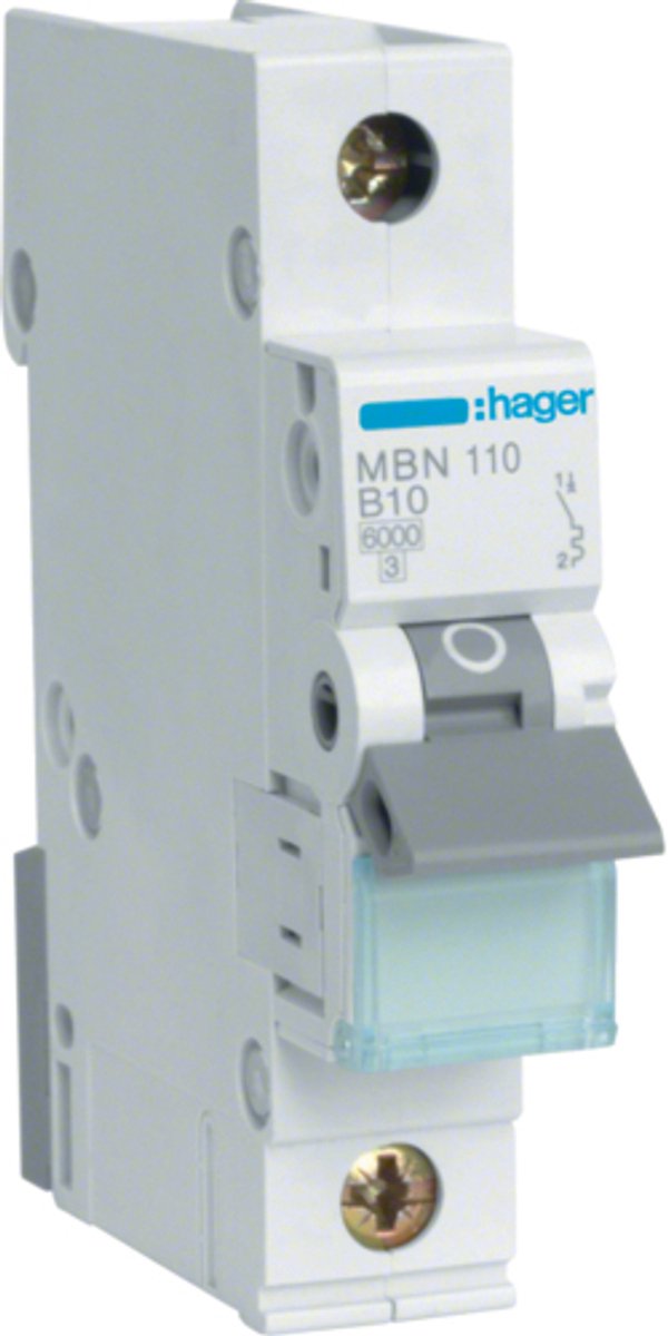 Hager disjoncteur 1 pôle 10a - mbn110 - type b