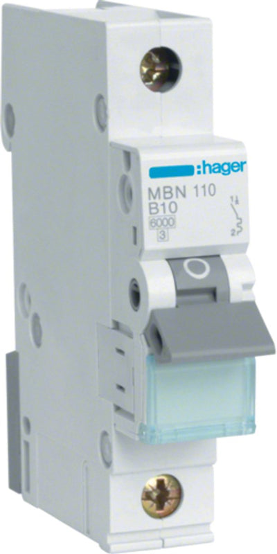 Hager disjoncteur 1 pôle 10a - mbn110 - type b