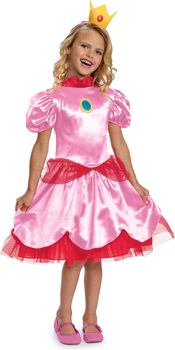 Déguisement Nintendo - Super Mario Bros, Déguisement Princesse Peach, Taille M (7-8 ans), Fille
