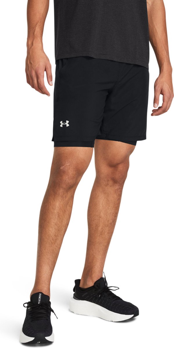 Under Armour UA Launch 7'' 2-in-1 Shorts-BLK Pantalon de sport pour hommes - Noir - Réfléchissant