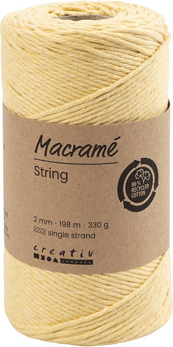 Crétiv Company macrame cordon jaune clair, 198m