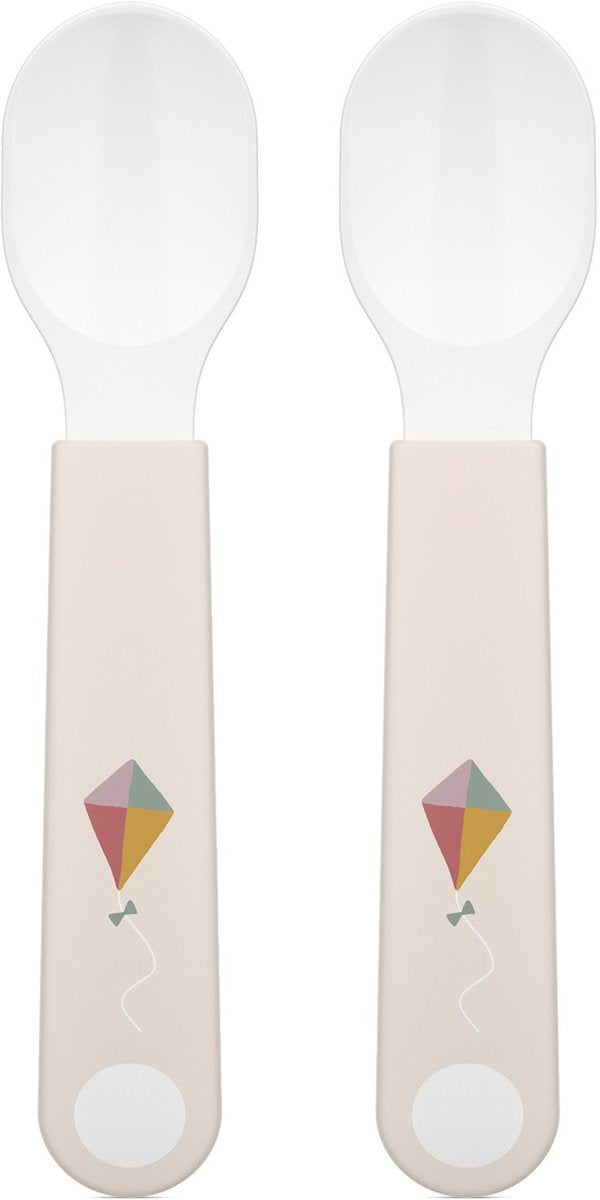 Cuillère d'entraînement Mepal mio - lot de 2 - bonne prise en main - vaisselle enfant - arc-en-ciel soleil