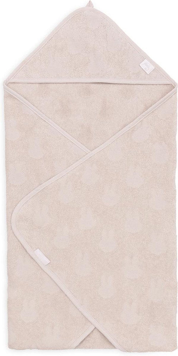 Jollein x Miffy - cape de bain éponge 75x75cm - serviette bébé avec cape de bain, châle, poncho de bain miffy jacquard - nougat