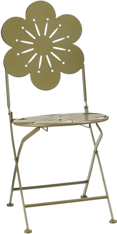 Mica decorations chaise bistro fleurie - h93 x ø41 cm - fer - vert
