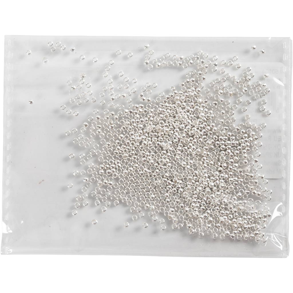Perles de compression de la société Creativ, D 2 mm, argent, 1000 pièces 1 boîte