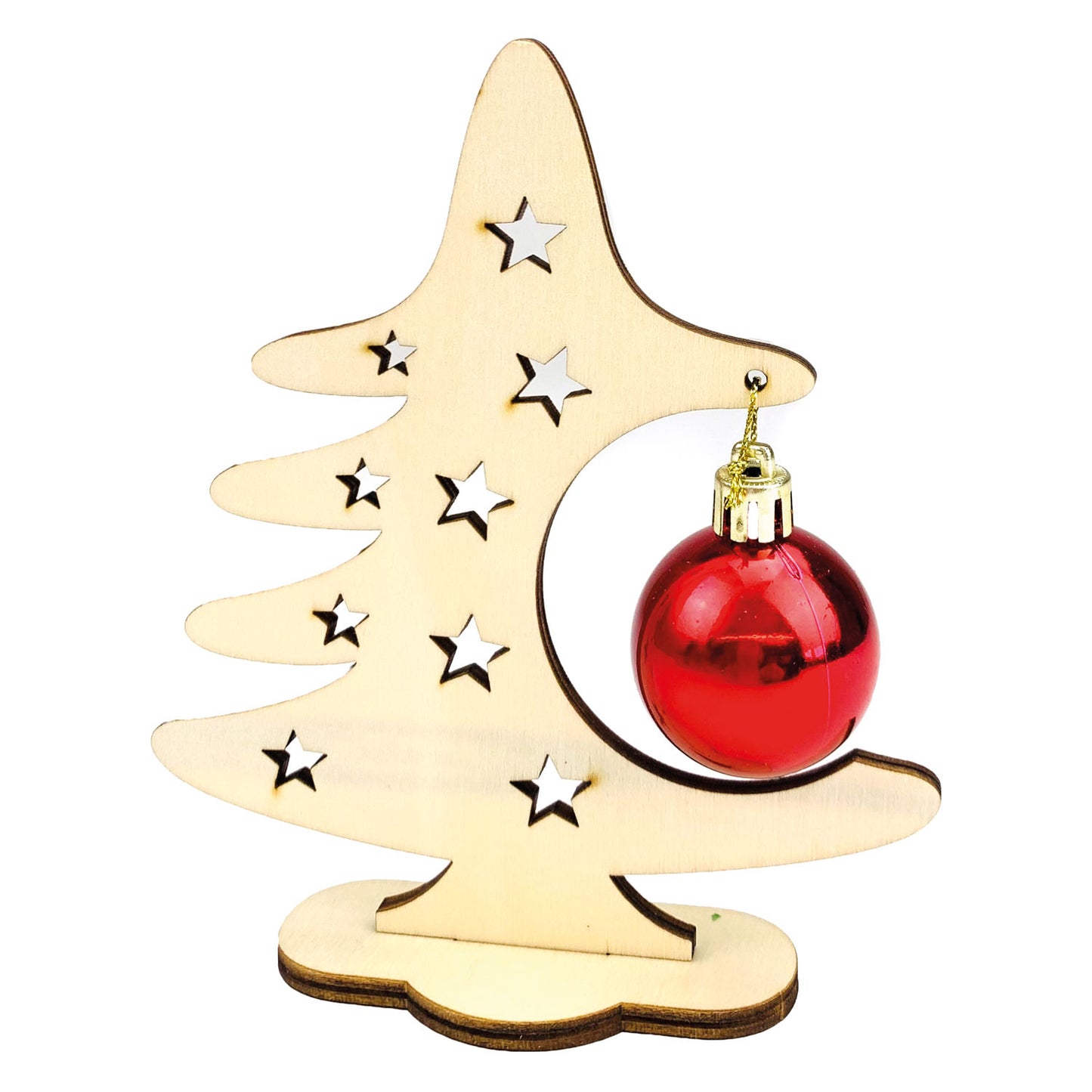 Arbre de Noël en bois Beleuc avec balle de Noël
