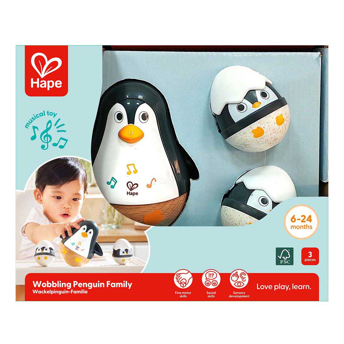 Famille de manchots Hape Diver - 3 parties.