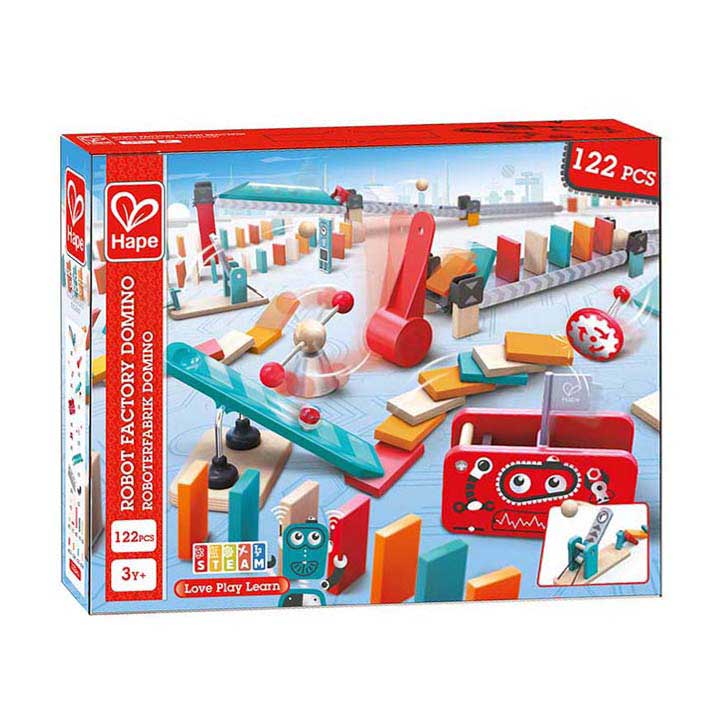 Dominos d'usine de robots Hape - 122 pièces.