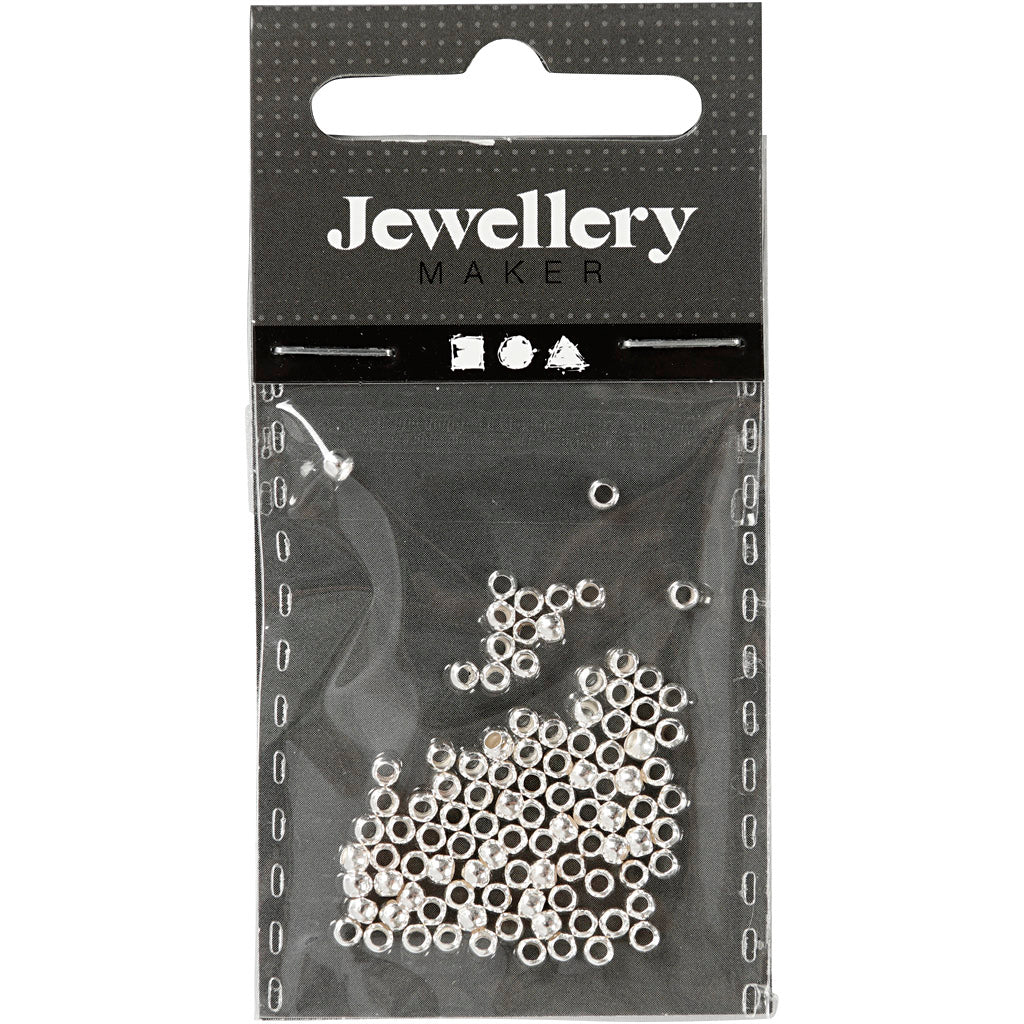 Perles de compression de la société Creativ, D 2,5 mm, argent, 100 pièces 1 boîte