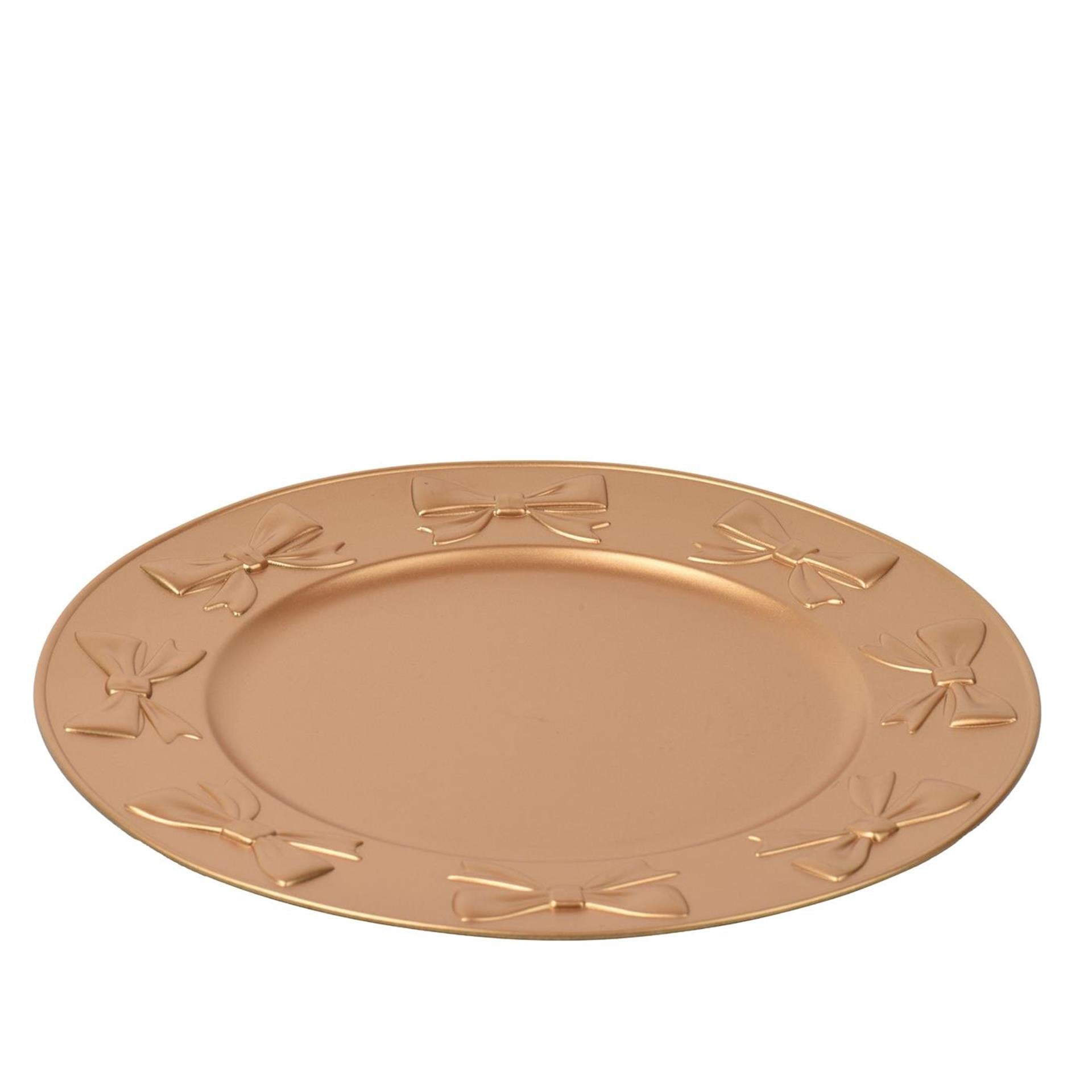 Assiette de base Decoris avec motif nœud Ø33 cm en plastique doré