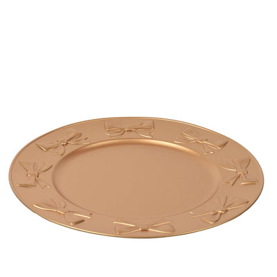 Assiette de base Decoris avec motif nœud Ø33 cm en plastique doré