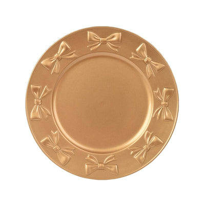 Assiette de base Decoris avec motif nœud Ø33 cm en plastique doré