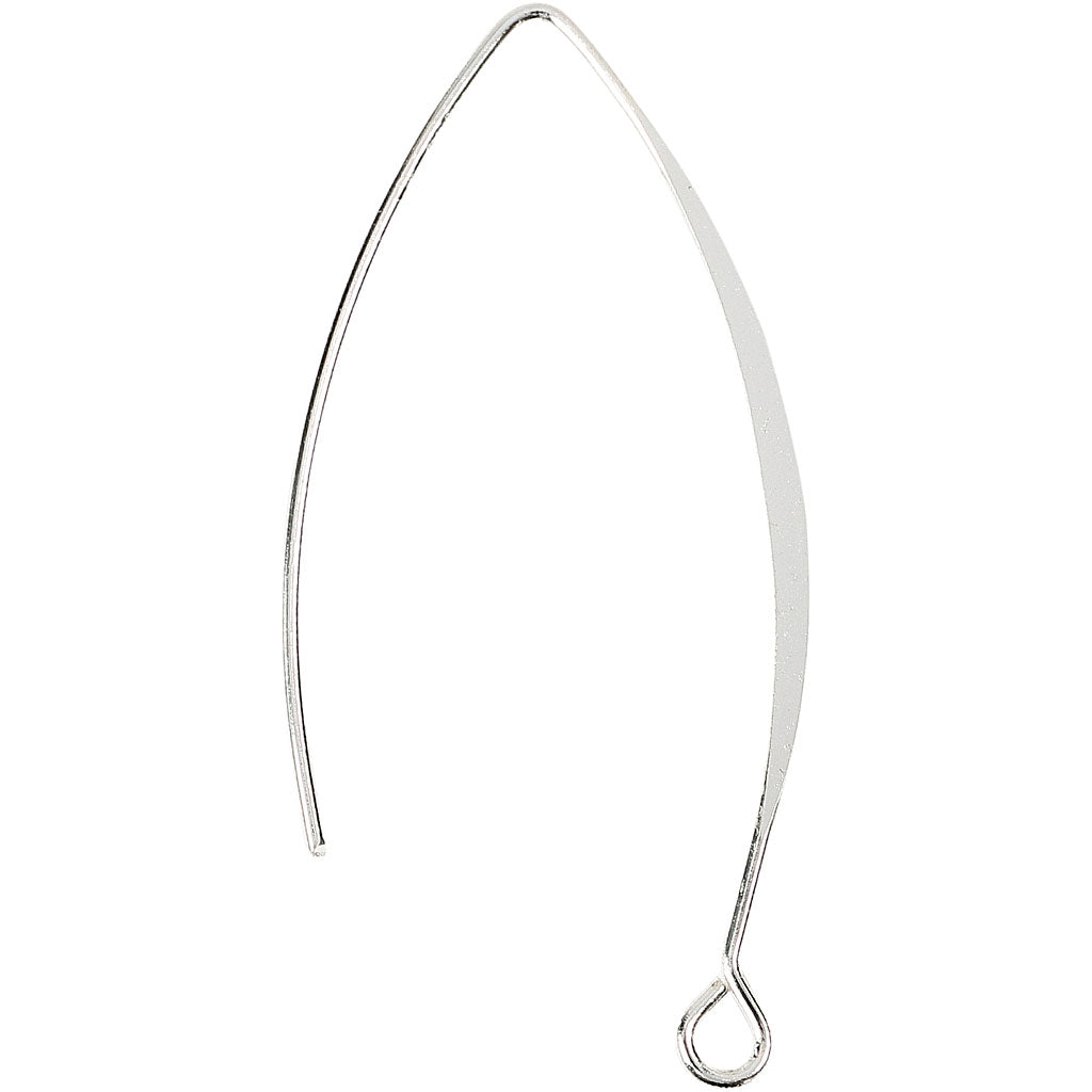 Boucle d'oreille Creativ company, h: 42 mm, diamètre du trou 2 mm, plaqué argent, 30 pièces 1 boîte