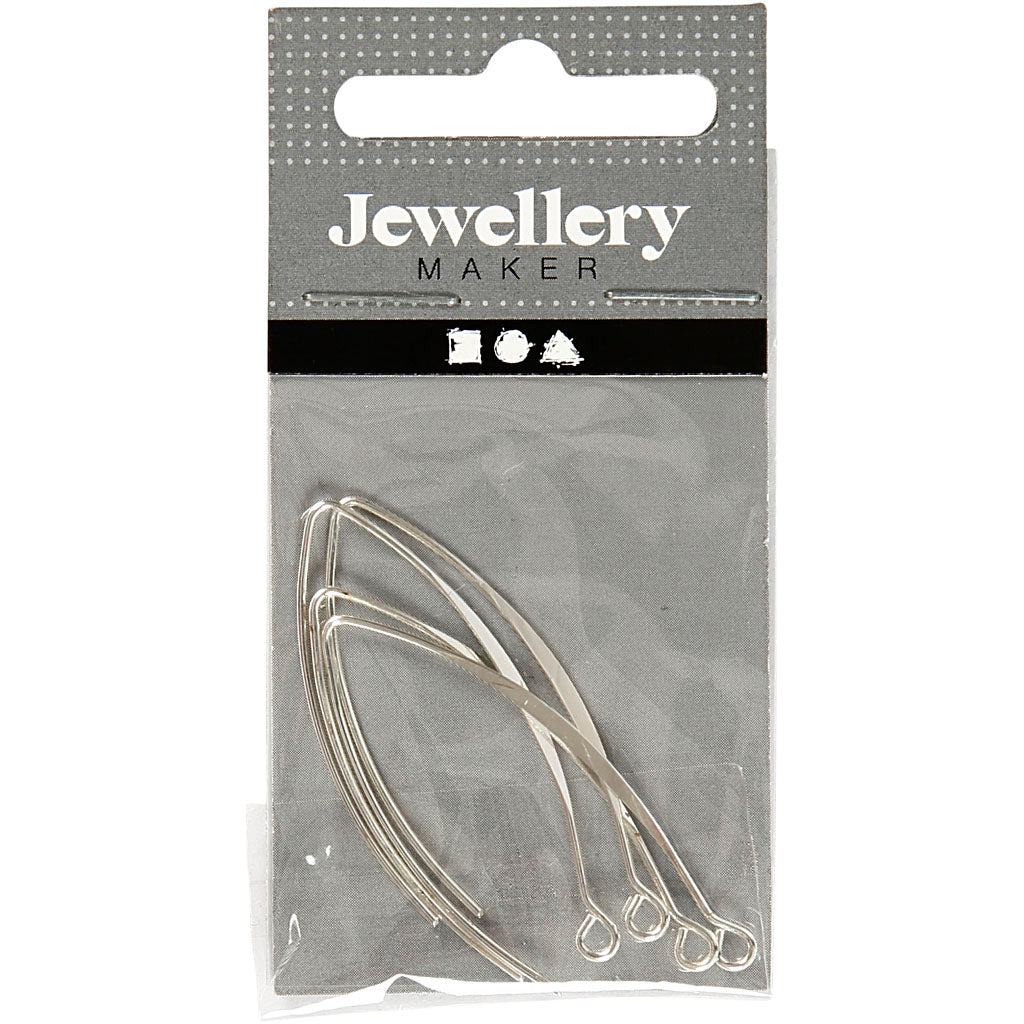 Boucle d'oreille Creativ company, h: 42 mm, diamètre du trou 2 mm, plaqué argent, 4 pièces 1 boîte