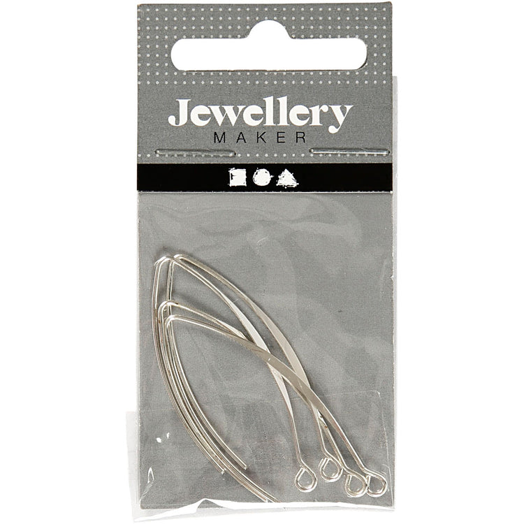 Boucle d'oreille Creativ company, h: 42 mm, diamètre du trou 2 mm, plaqué argent, 4 pièces 1 boîte