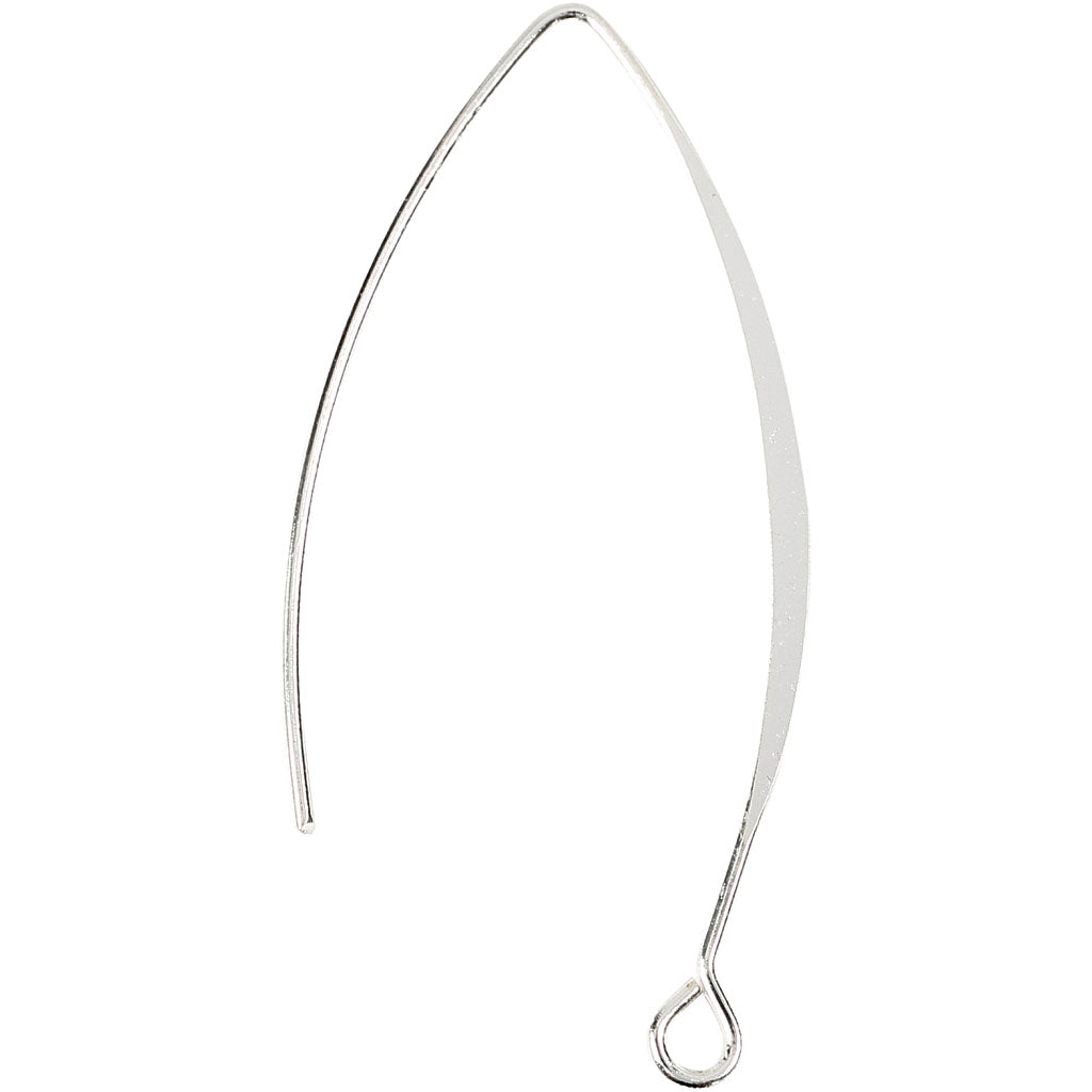 Boucle d'oreille Creativ company, h: 42 mm, diamètre du trou 2 mm, plaqué argent, 4 pièces 1 boîte