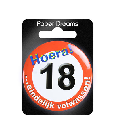 Bouton Paperdreams petit - panneau de signalisation 18 ans