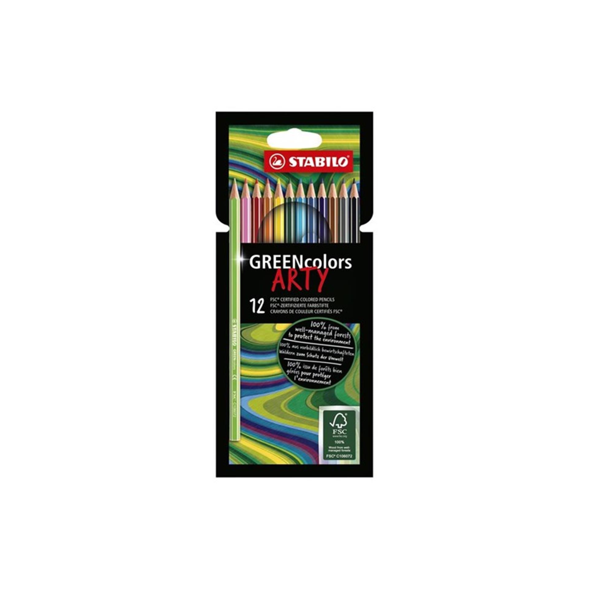 Stabilo Greencolors colored crayons arty, 12st.