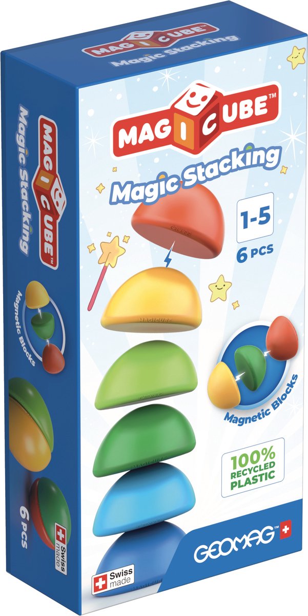 Geomag magicube recyclé - blocs de construction magnétiques - 6 pièces - à partir de 1 an