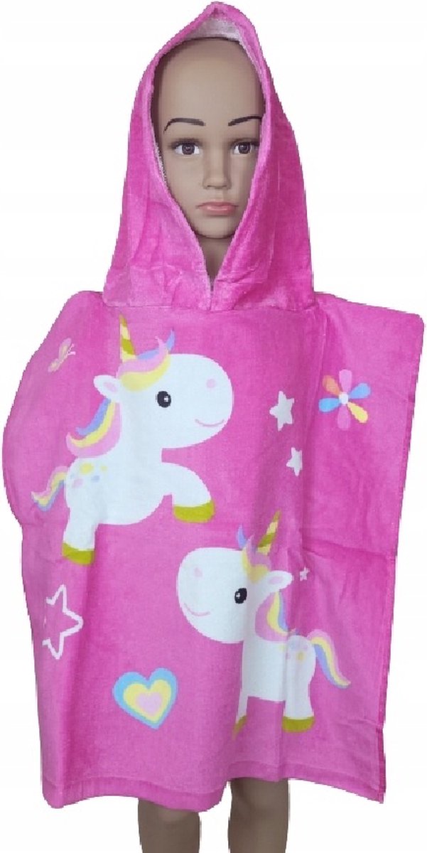 Poncho de bain Brandmac - cape de bain - serviette - avec capuche - licorne - licorne - 50x100 cm