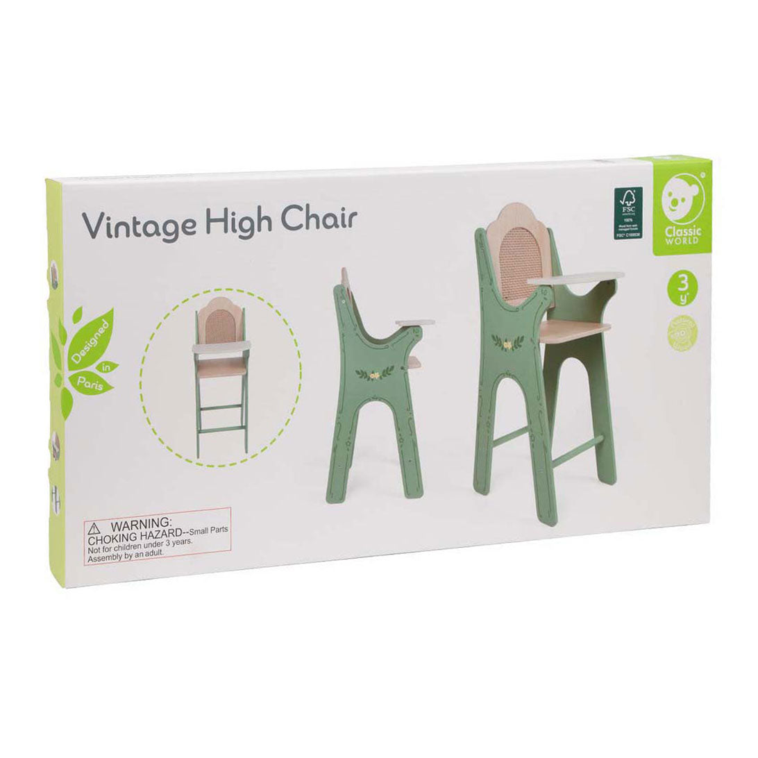 Chaise bébé en bois vintage du monde classique
