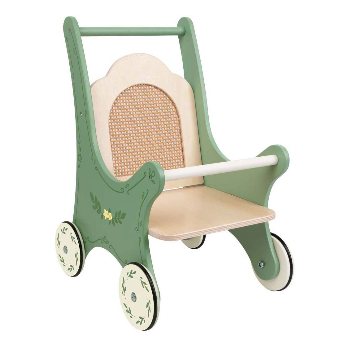Landau de poupée en bois vintage du monde classique