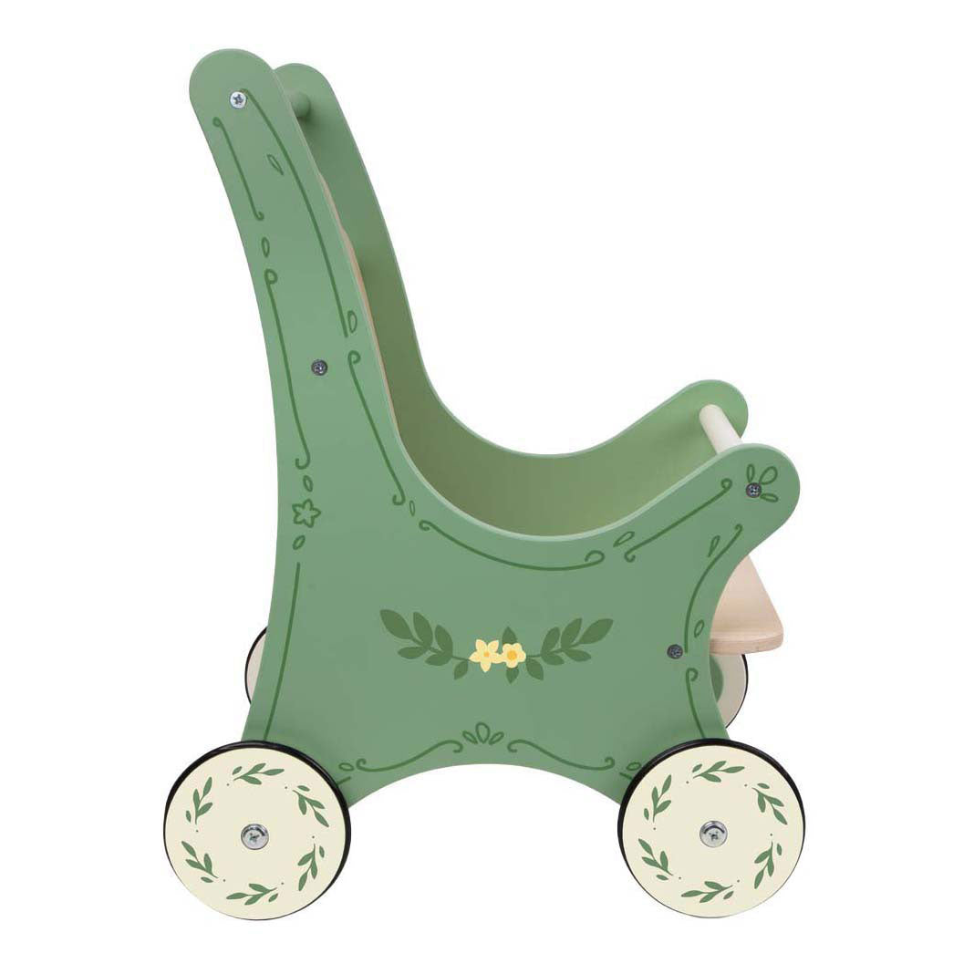 Landau de poupée en bois vintage du monde classique