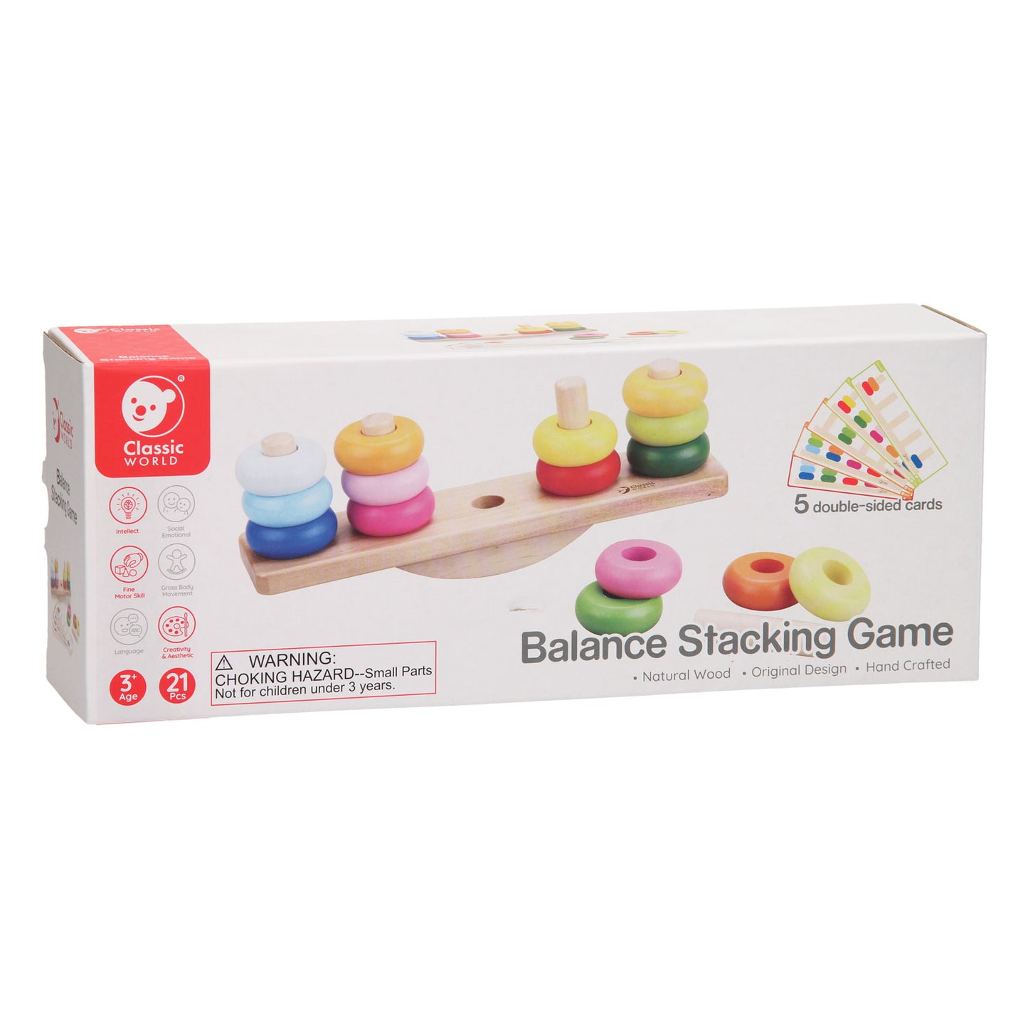 Classic World World Wooden Balance Stapel Game, 26dlg.