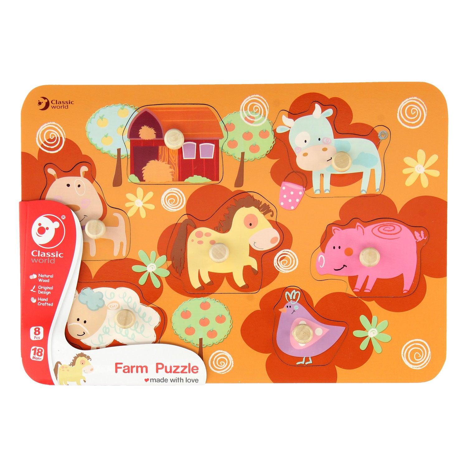 Classic World World Wooden Noppen Puzzle Farm