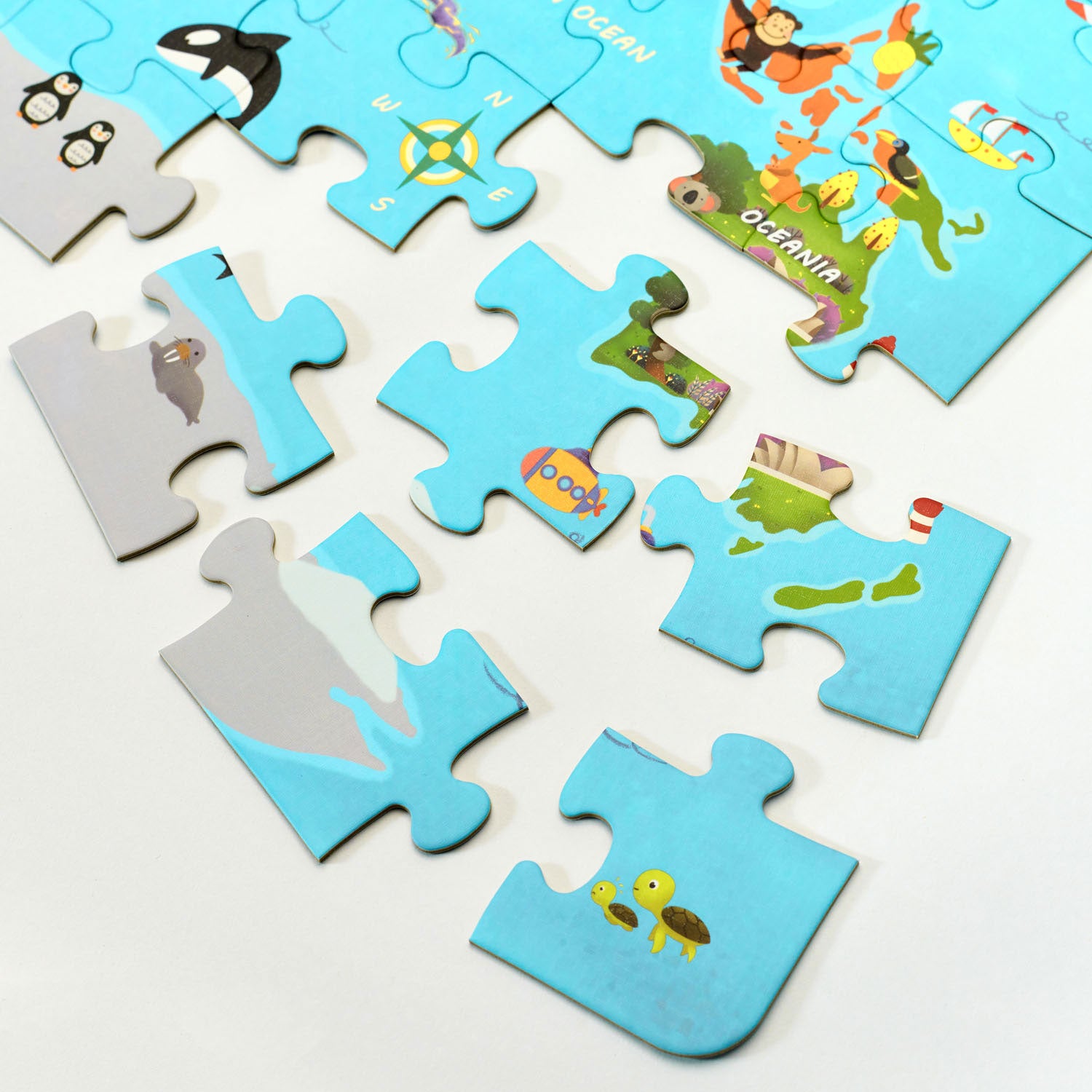 Puzzle en bois du monde classique, carte du monde, 48 pièces.